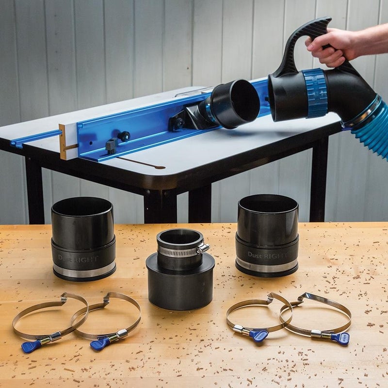 Rockler Dust Collection Fittings â€“ Polymer Dust Right Quick Change Multi-Port Tool Set w/Quick Change Handle, 2.5'' to 4'' Tool Ports, 4'' Keyed Bridge Hose Clamps â€“ Shop Dust Collection Fittings - Image 2